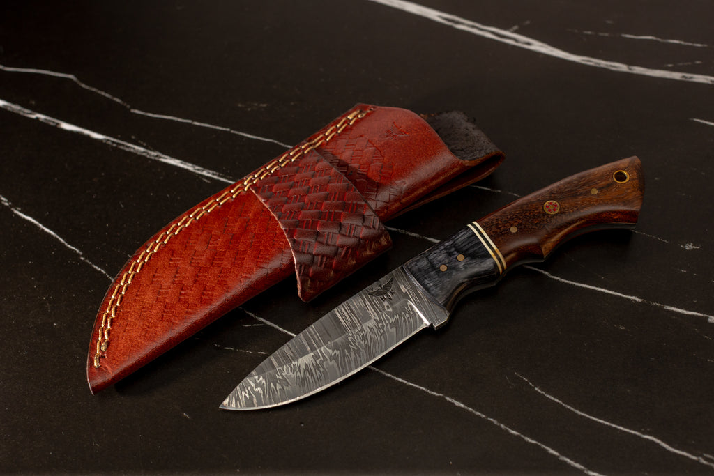 HTK31 - W3.5 - Two Tone Rosewood Drop Point - HomeTown Knives