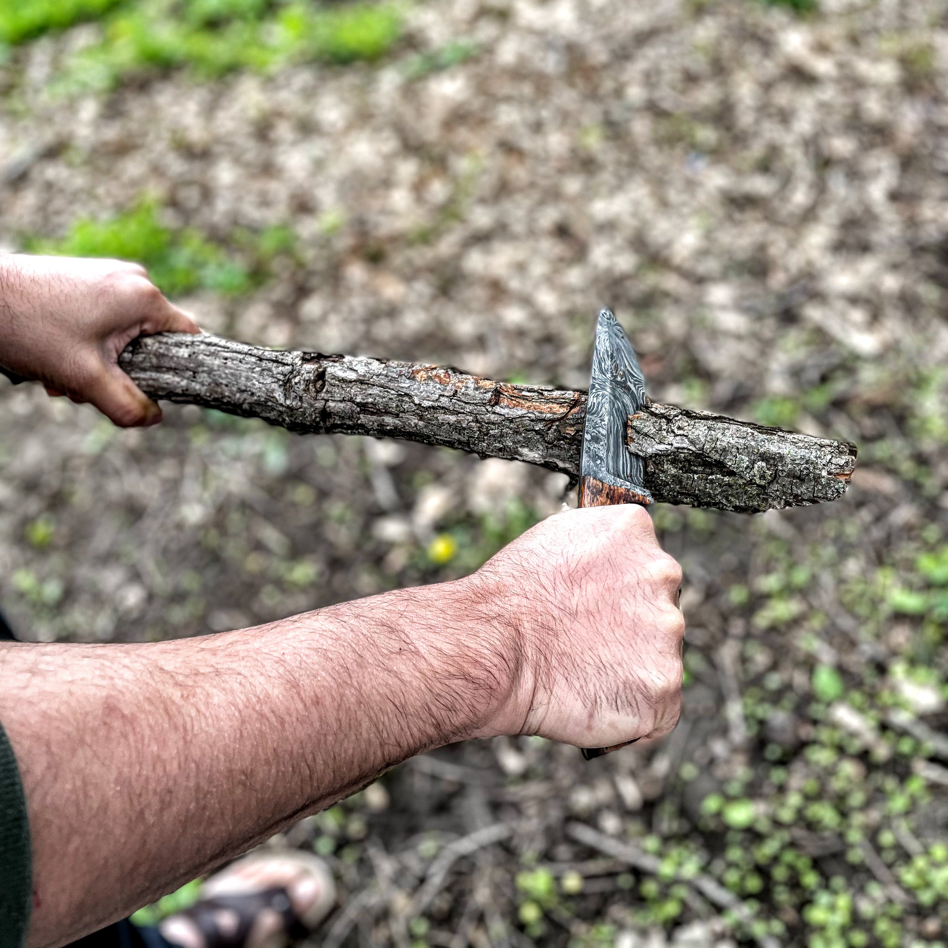 Wilderness Guardian – Handcrafted Damascus Hunting Knife with Rosewood Handle, 9.5" Fixed Blade with Premium Sheath - HomeTown Knives
