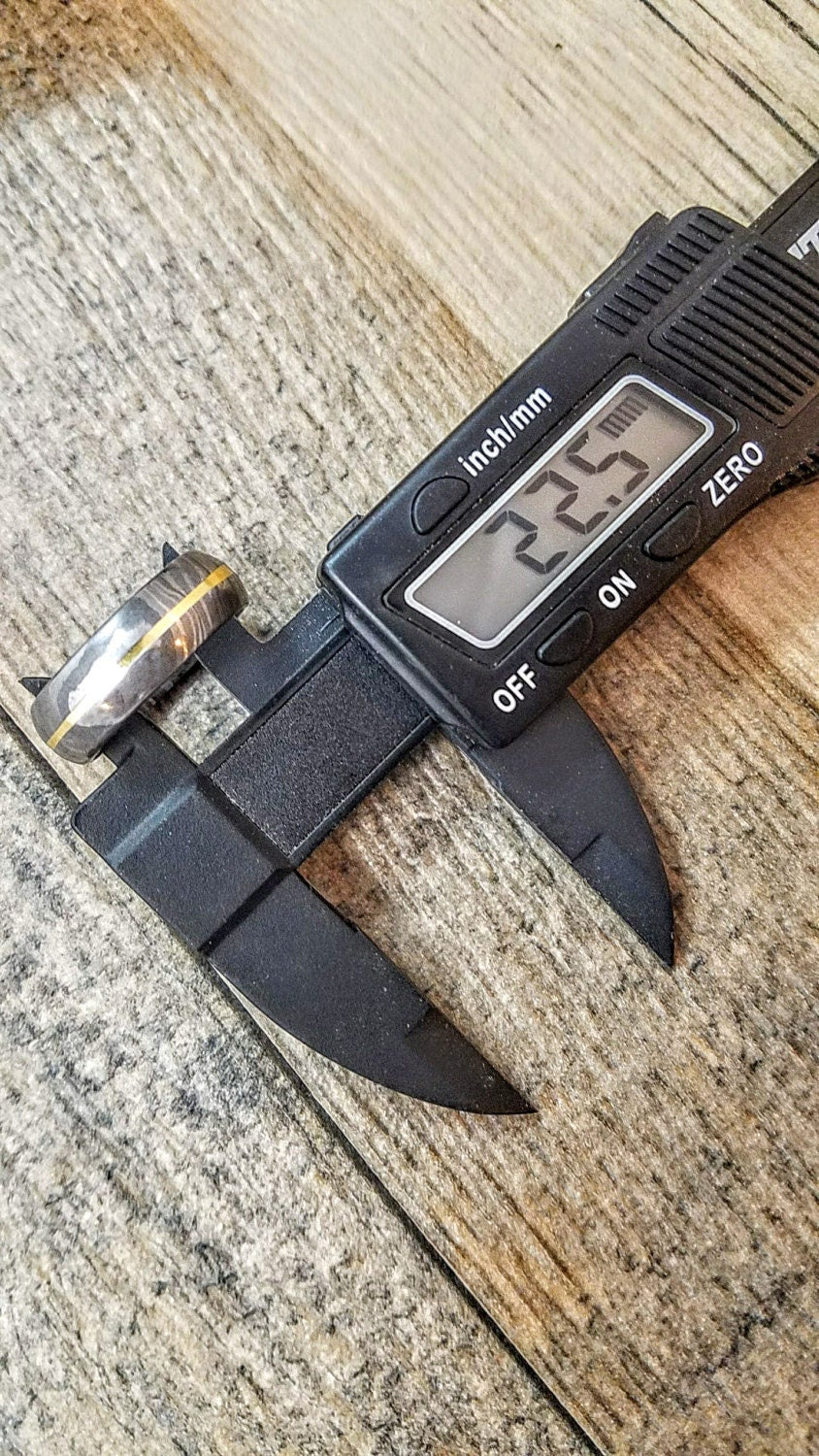 HTR 0 - Damascus Ring : Forged & Hand Crafted  - Embedded Brass Liner