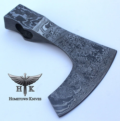 HTK001 Damascus  Knife/ Viking Axe Head / Hunting / Camping / Hand Made / Custom - HomeTown Knives
