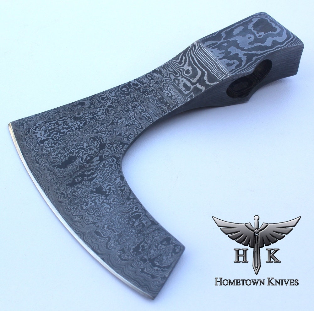 HTK001 Damascus  Knife/ Viking Axe Head / Hunting / Camping / Hand Made / Custom - HomeTown Knives
