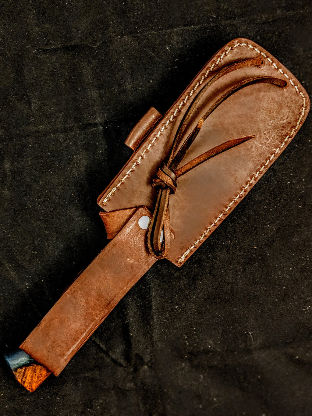 HTB-10  SANMAI Damascus Bowie Hunter Knife / Walnut with Resin Handle / Camping / SKINNER / Hunting Game / Tactical / Throwing Knife - HomeTown Knives